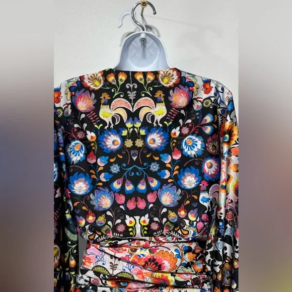 Jovani Beautiful Wrap Around Blouse With Bishop Sleeve Size 6 New With Tags - Picture 8 of 15